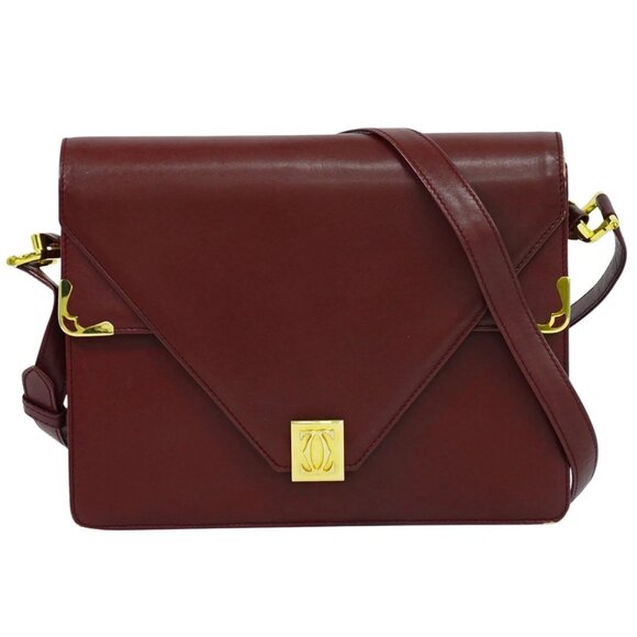 Cartier Handbags - Cartier Must Leather Shoulder Crossbody Bag Bordeaux Gold